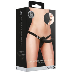 Ouch! Gode ceinture double Dual Ribbed 15 x 3.3cm Noir